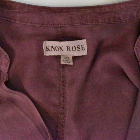 Knox Rose Open Front Drapey Utility Jacket Plum Size XS - Picture 3 of 15